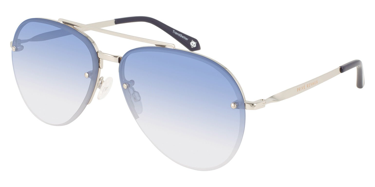 Antique Silver | Privé Revaux The Glide Blue Lens Aviator Sunglasses