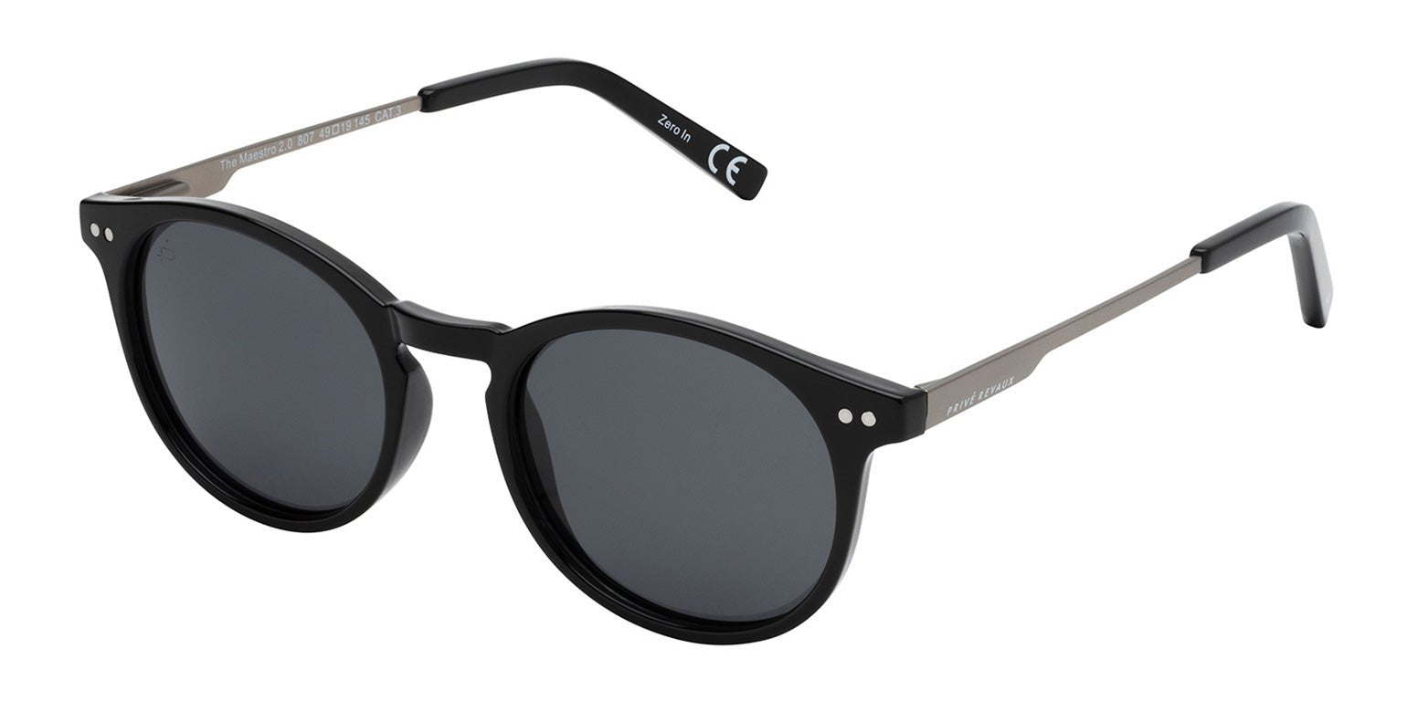 Caviar Black | Privé Revaux The Maestro Metal Round Frame Sunglasses